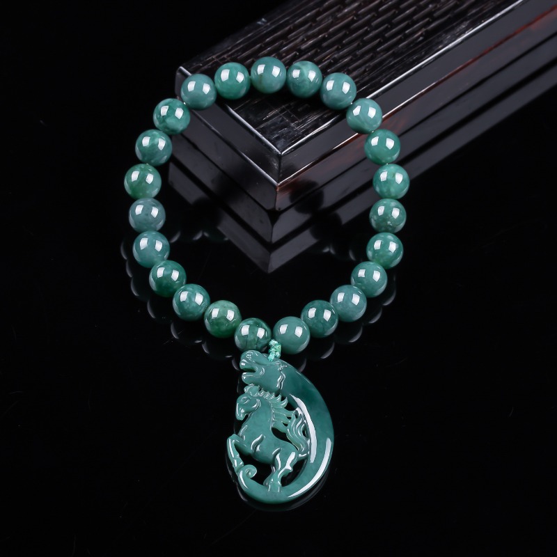 Jewelry & Watches Company - Naturalny Jadeit Niebieski Wodny Znak Zodiaku