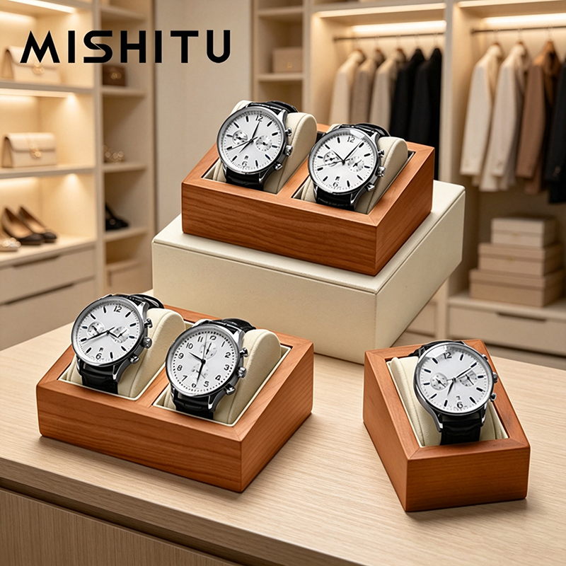 Jewelry Box Organizer Watches - MISHITU Solidne Drewniane Pudełko na Zegarki