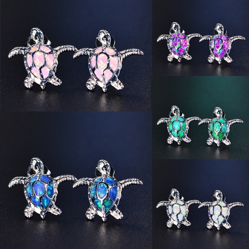 Opal Earrings Dangle - Urocze kolczyki sztyfty z wielokolorowym opalem
