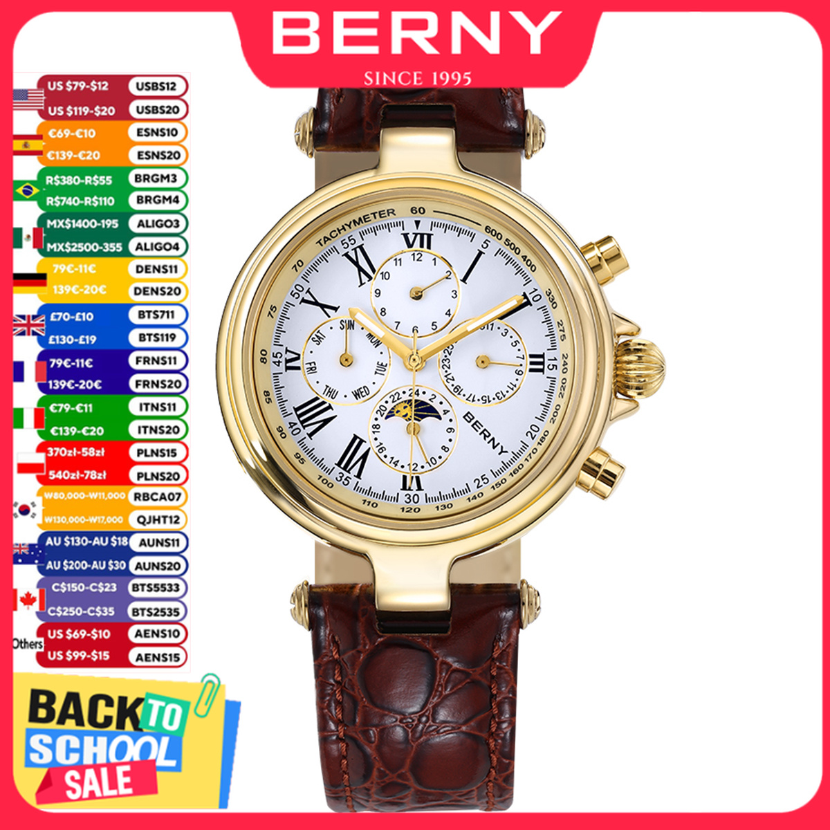 Seiko Watch Prospex - BERNY Retro Automatyczny Zegarek Męski Fazy