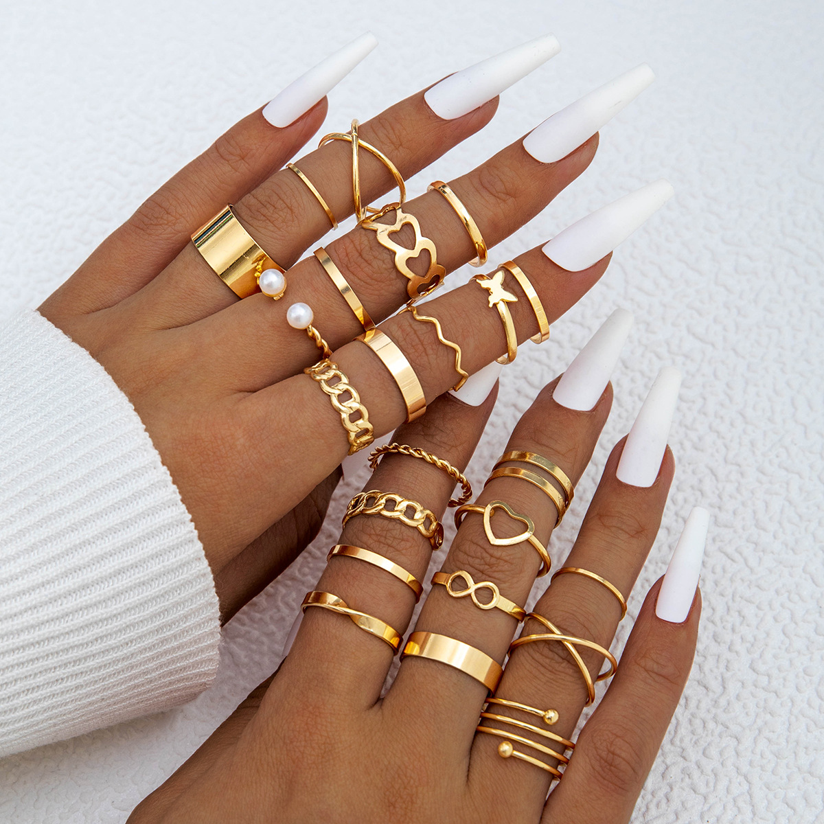 Minimalist Ring Stackable - Zestaw Pierścionków Motyl Figura Ośmka 14/23PC