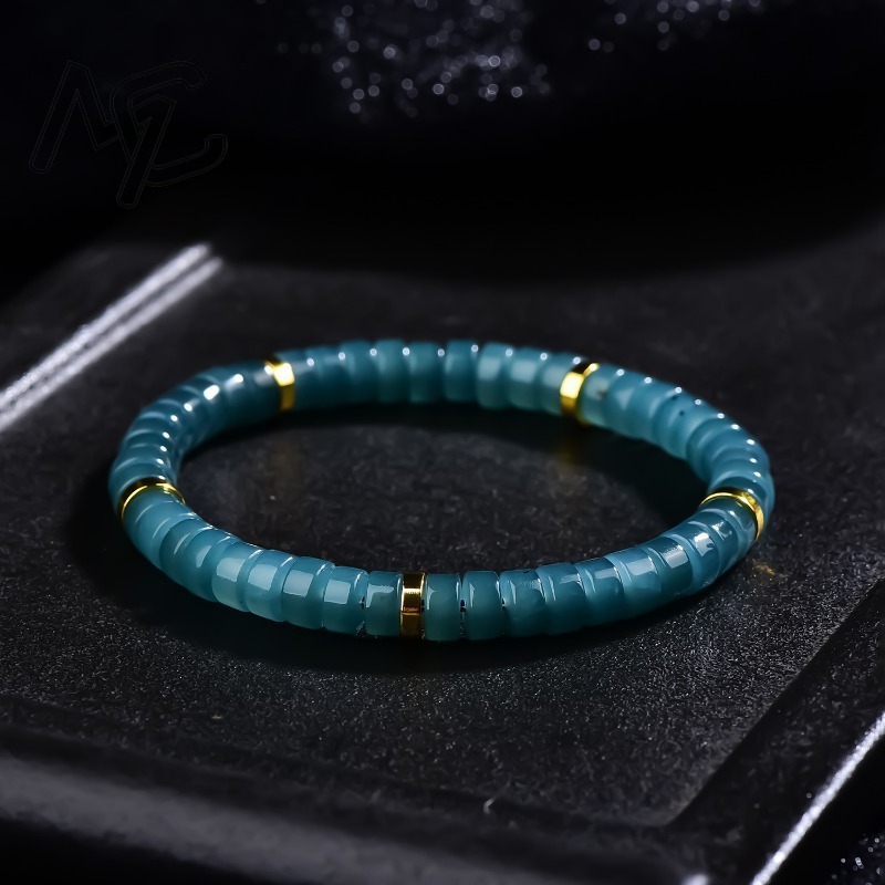 Jewelry & Watches Company - Naturalny Jadeit Niebieski Wodny Koraliki Abakusowe