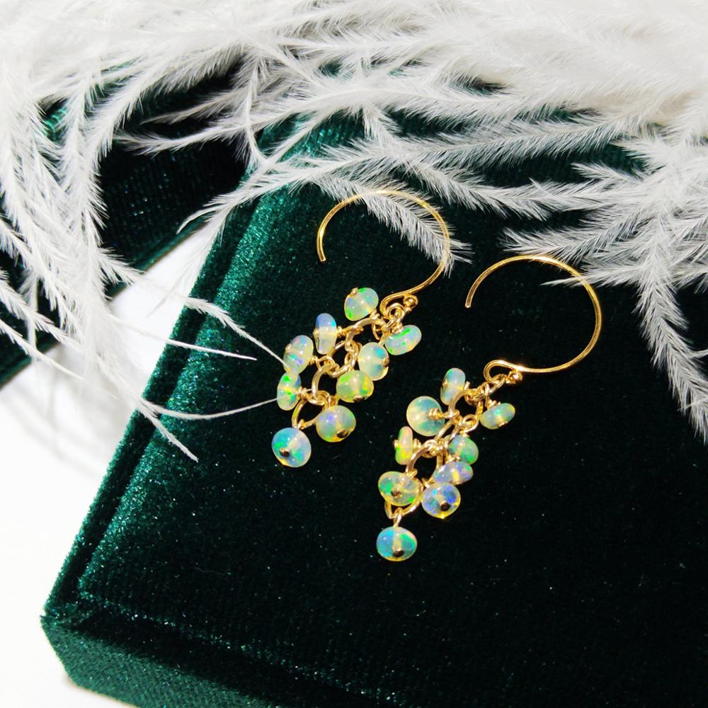 Opal Earrings Dangle - Lii Ji Natural etiopia Opal 14K