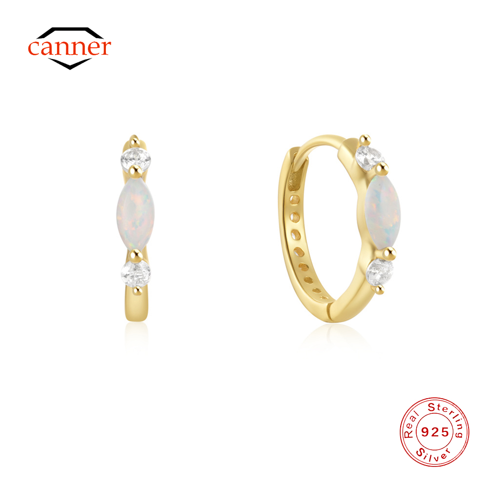 Opal Earrings Dangle - Kolczyki koła CANNER 925 ze srebra