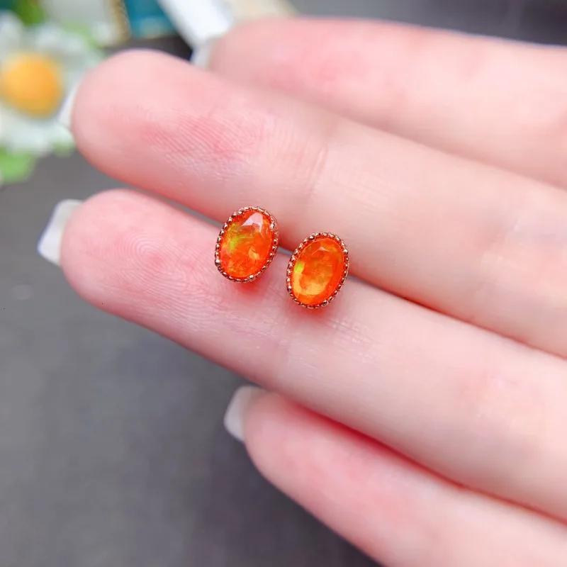 Opal Earrings Dangle - Kolczyki z pomarańczowym opalem ognistym Kolczyki