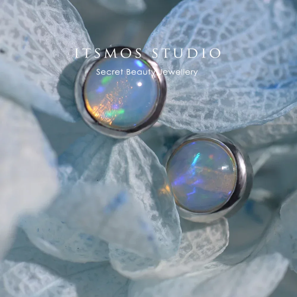 Opal Earrings Dangle - ITSMOS Naturalny kamień szlachetny Opal 6mm