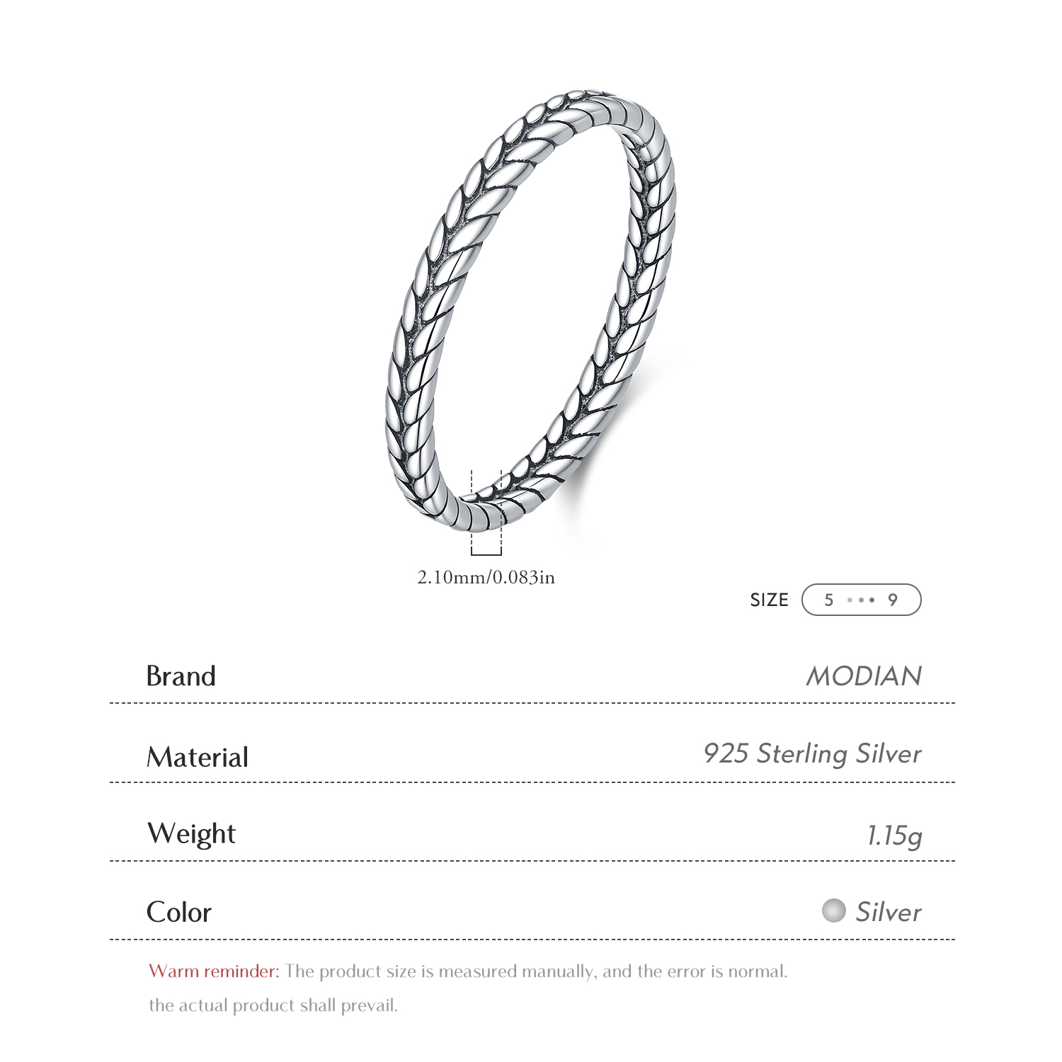 MODIAN Srebro Próby 925 Retro  – Minimalist Ring Stackable recenzja i cena