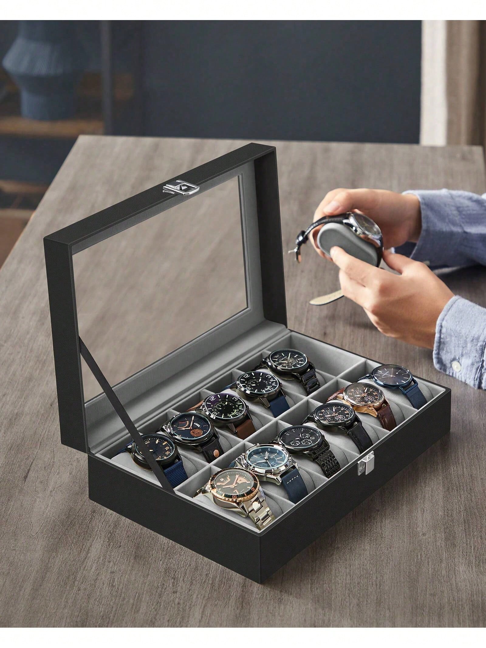 Pudełko na zegarki z 12 przegr – Jewelry Box Organizer Watches recenzja i cena