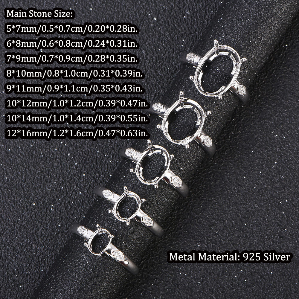 5x7-12x16mm Pierścionek pusty  – Sterling Silver Ring recenzja i cena