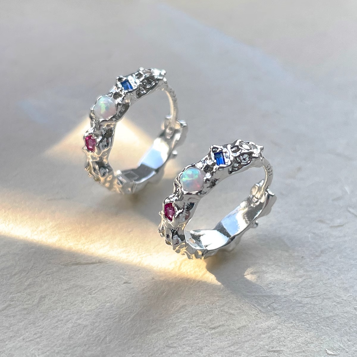 925 Sterling Silver Opal Hoop  – Opal Earrings Dangle recenzja i cena