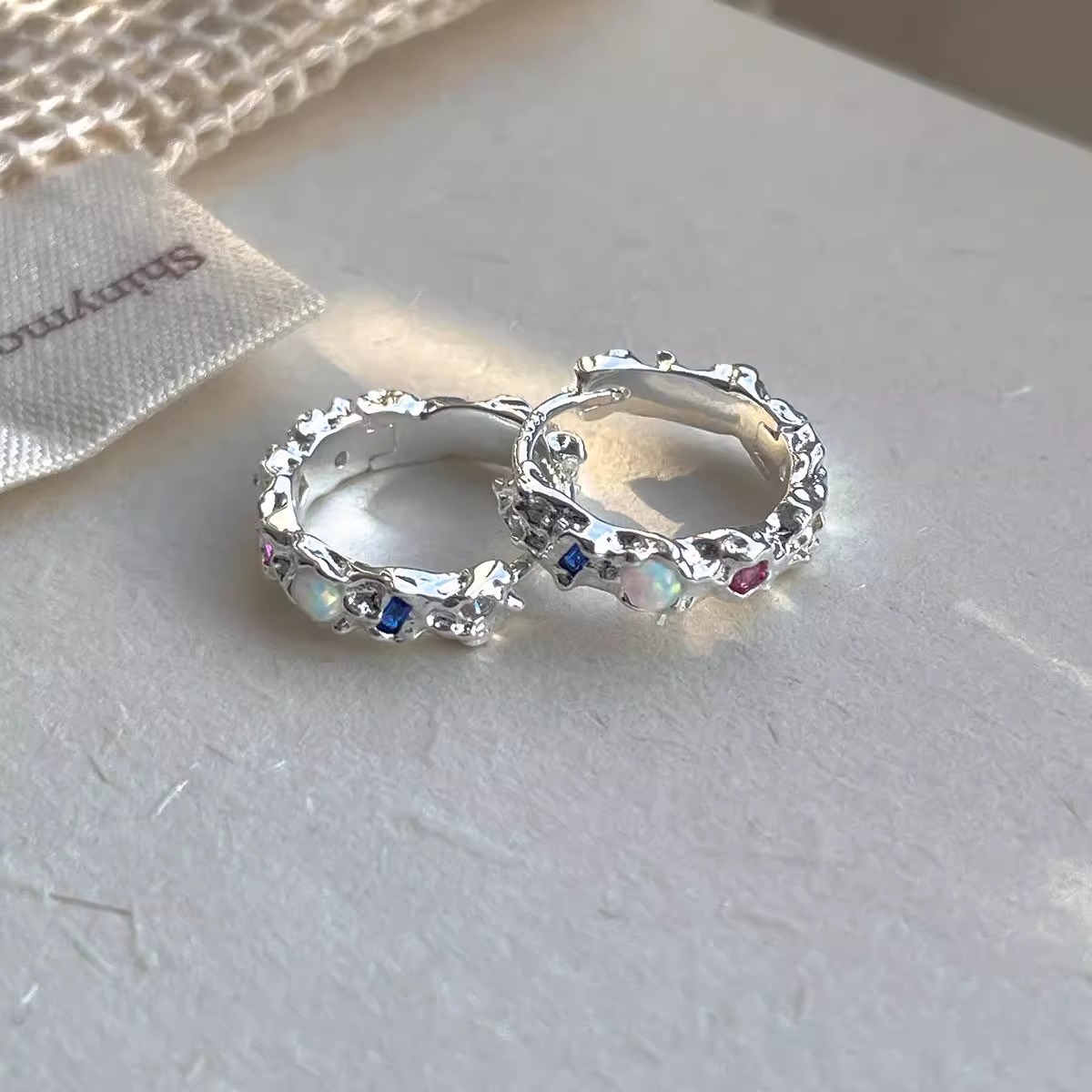 925 Sterling Silver Opal Hoop  – Opal Earrings Dangle recenzja i cena